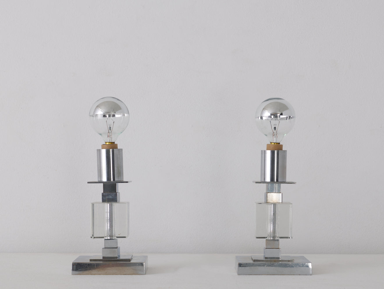 PAIR OF DECO CHROME PLATED TABLE LAMPS